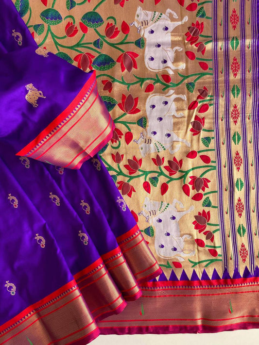 Graceful Paithani Weaving Blue Color Saree