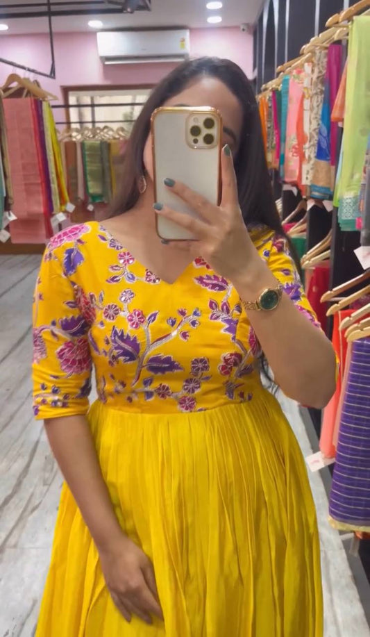 Glorious Chinon Sequence Work Yellow Color Gown