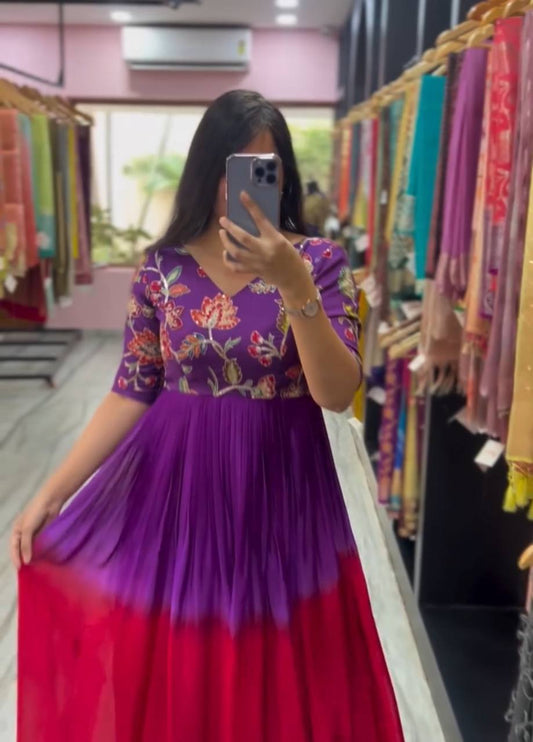 Glorious Chinon Sequence Work Purple Color Gown