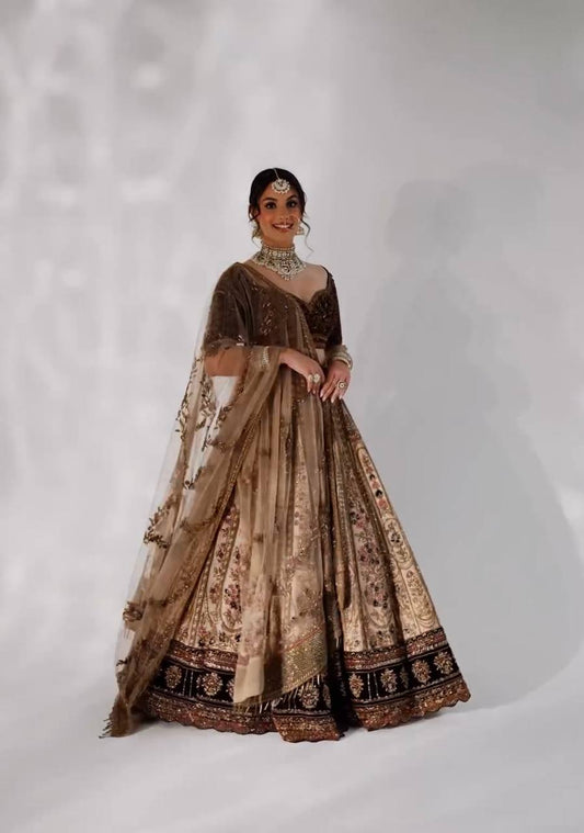 Opulent Kasturi Silk Beige Color Lehenga Choli