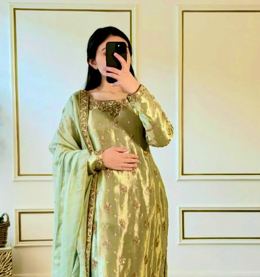 Stunning Zimmy Chu Silk Perrot Color Palazzo Suit