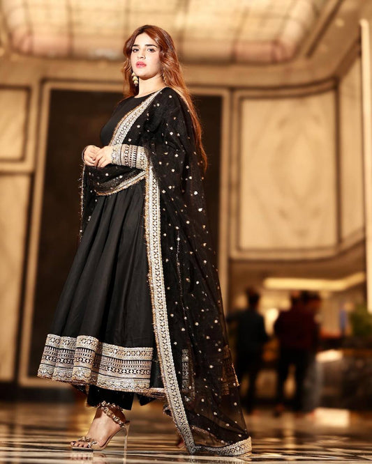 Glorious Rayon Cotton Black Color Gown