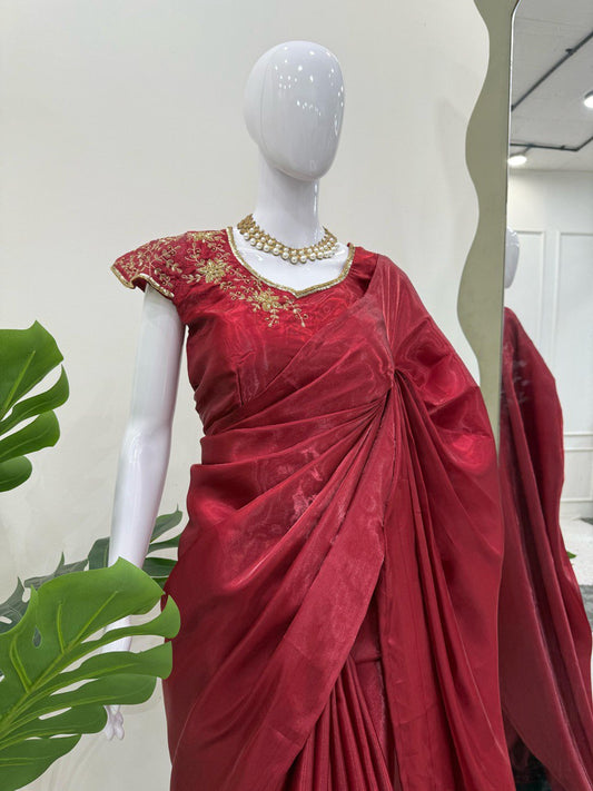 Elegant Silk Maroon Color Saree