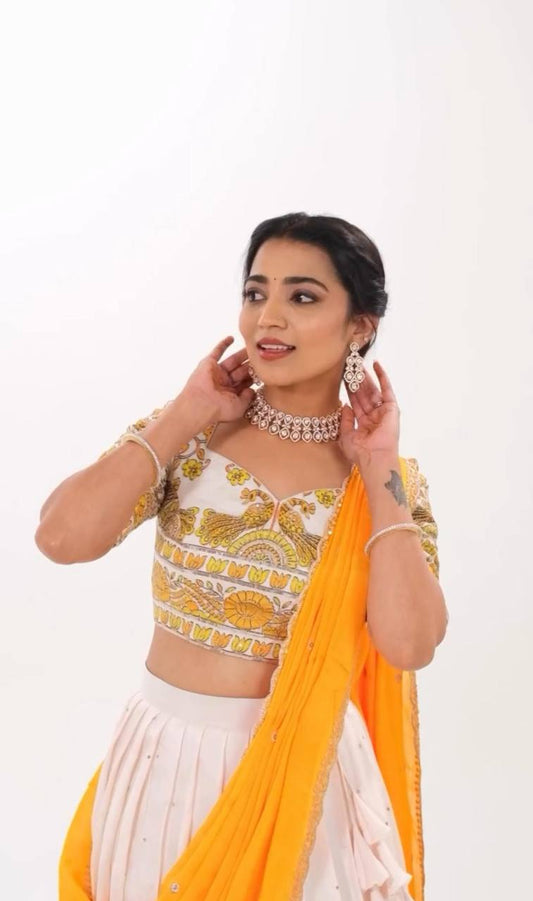 Traditional Wear Kalamkari Print Yellow Color Lehenga Choli