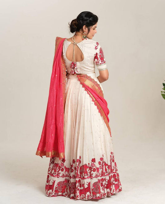 Traditional Wear Kalamkari Print Pink Color Lehenga Choli