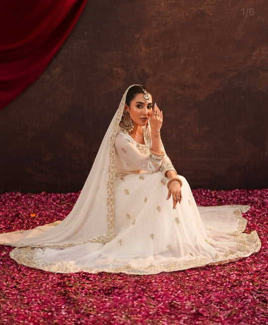 Good Looking Georgette Sequence Work White Color Gown