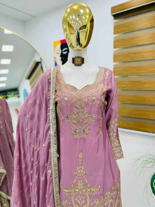 Occasion Wear Heavy Sequence Work Lavender Sharara Suit