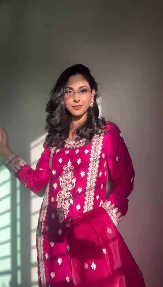 Beautiful Roman Silk Pink Color Palazzo Suit