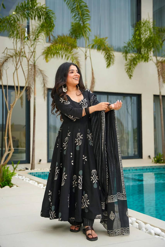 Casual Wear Black Color Anarkali Gown