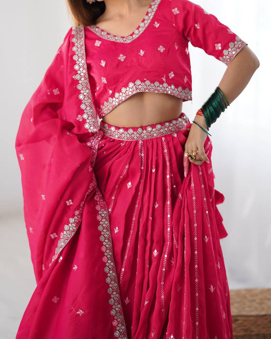 Traditional Wear Sequence Work Pink Color Lehenga Choli