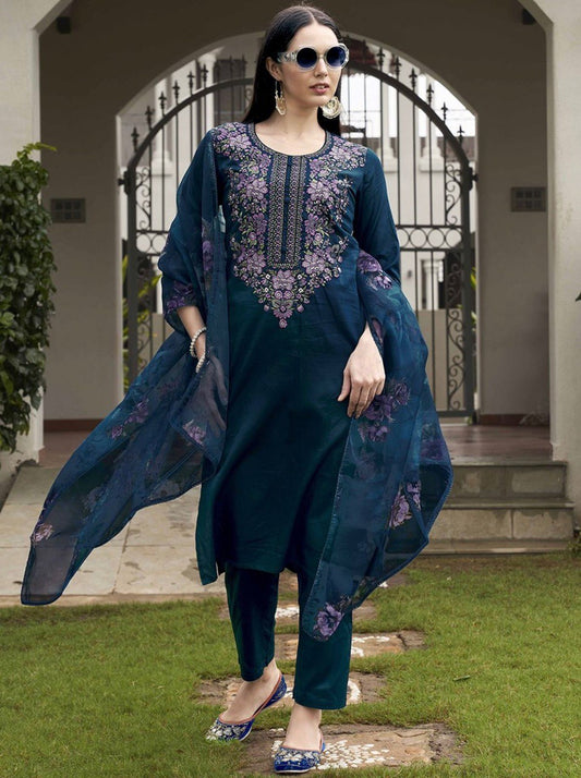 Good Looking Digital Print Blue Color Suitset