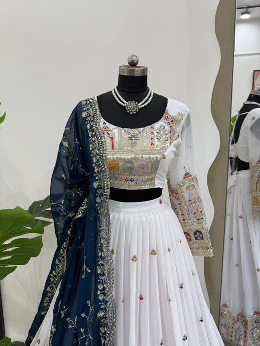 Wedding Wear Heavy Work White Color Lehenga Choli