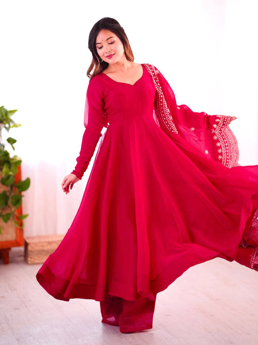 Awesome Sequence Work Pink Color Anarkali Gown