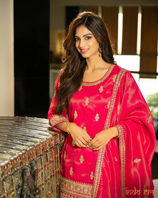 Function Wear Sequence Work Pink Color Palazzo Suit