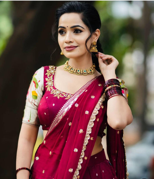 Occasion Wear Sequence Work Red Color Lehenga Choli