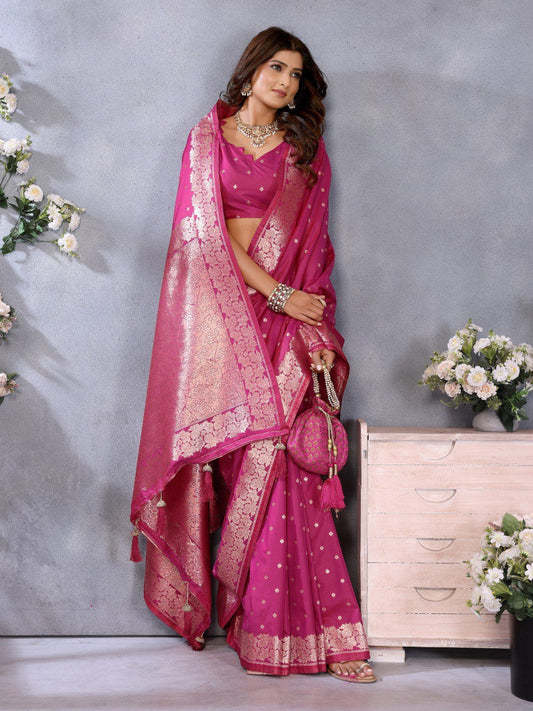 Pink Color Traditional Banarasi Silk Rich Pallu Saree