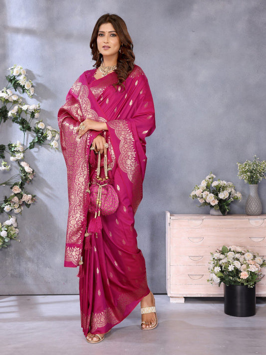 Demanding Pink Color Silk Saree