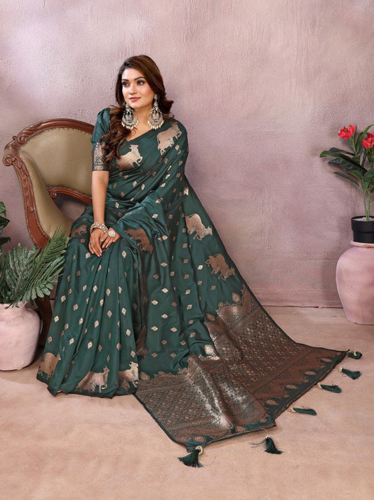 Festive Wear Green Color Banarasi Silk Saree
