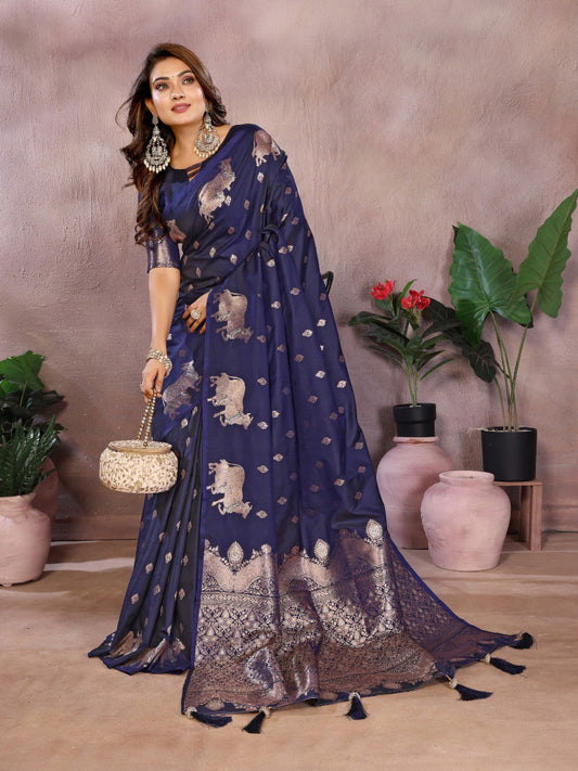 Festive Wear Blue Color Banarasi Silk Saree