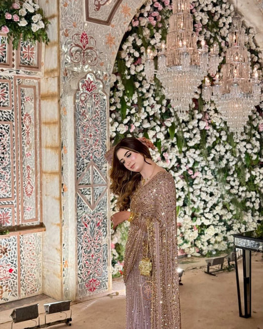 Stunning Sequence Work Light Pink Color Saree