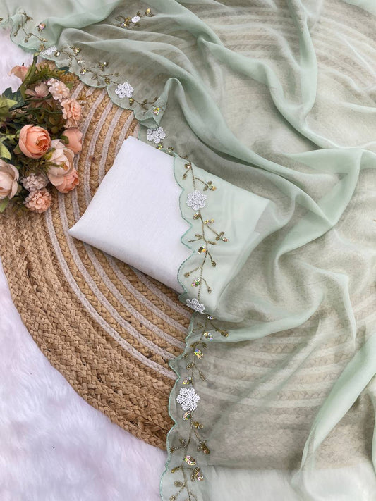 Fantastic Beglory Silk Pista Color Saree