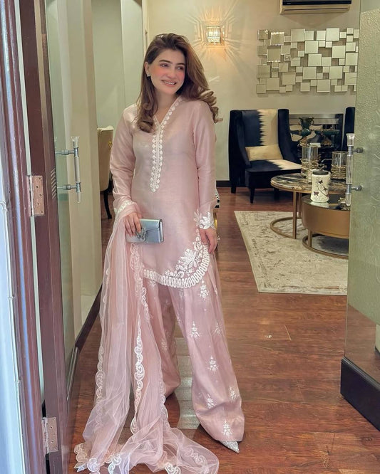 Sequence Work Punjabi Style Peach Color Salwar Suit