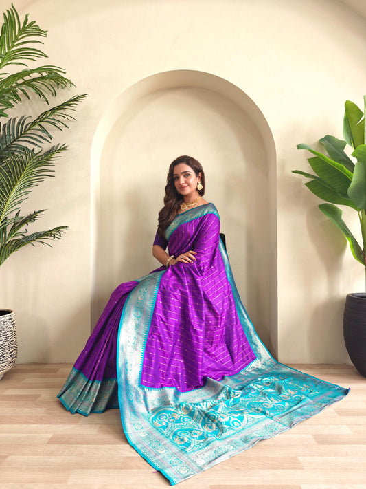 Casual Wear Purple Color Paithani Silk Saree