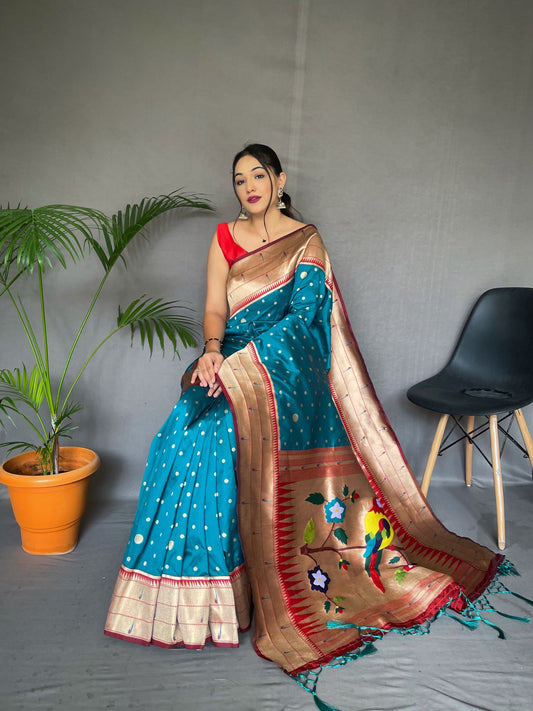 Festive Wear Teal Blue Rich Weaved Pallu Silk Saree