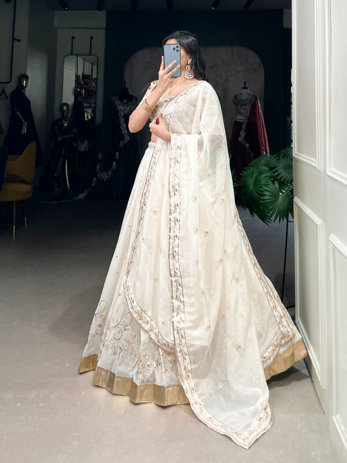 Fabulous Embroidery Work White Color Lehenga Choli