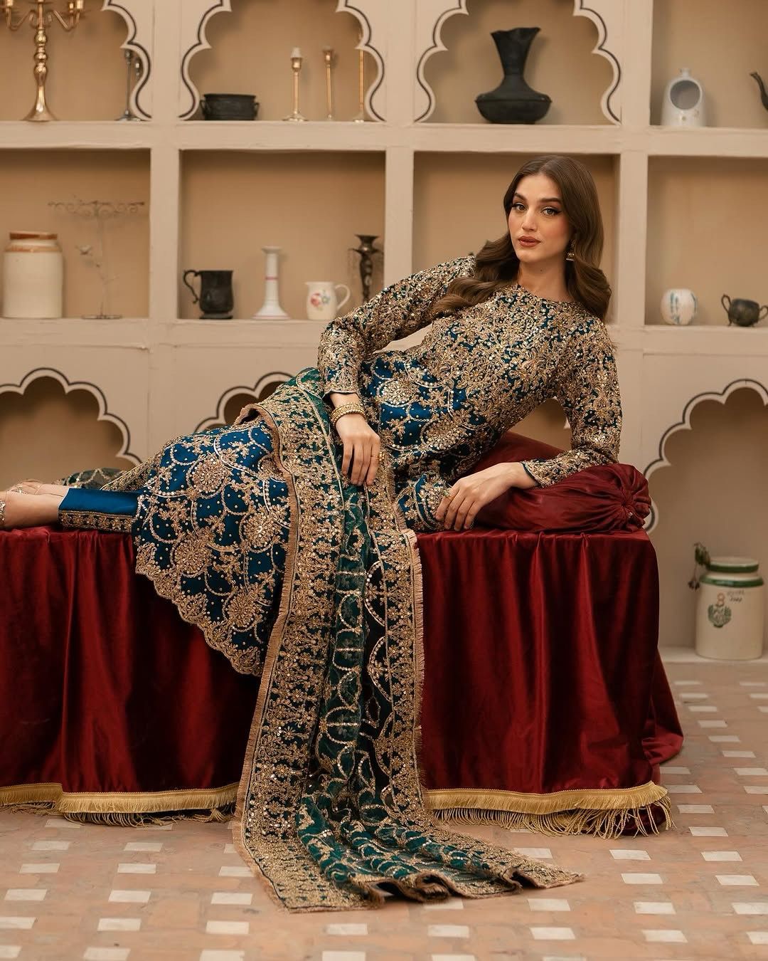 Bridal Wear Georgette Green Color Salwar Suit