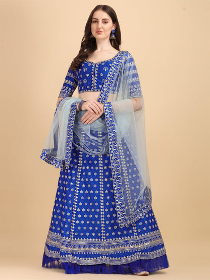 Designer Blue Color Embroidered Work Lehenga Choli