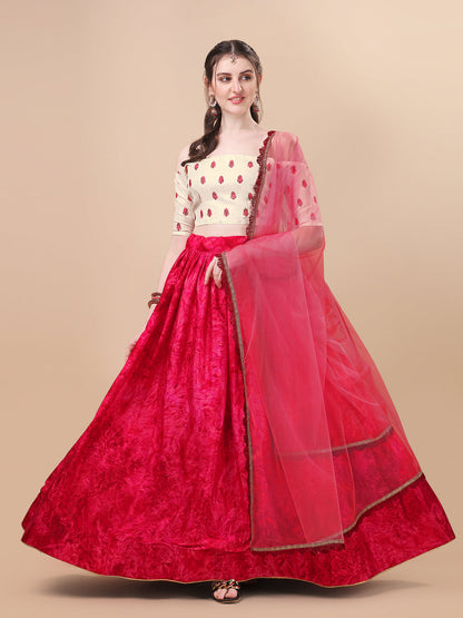 Digital Printed Pink Color Silk Lehenga Choli