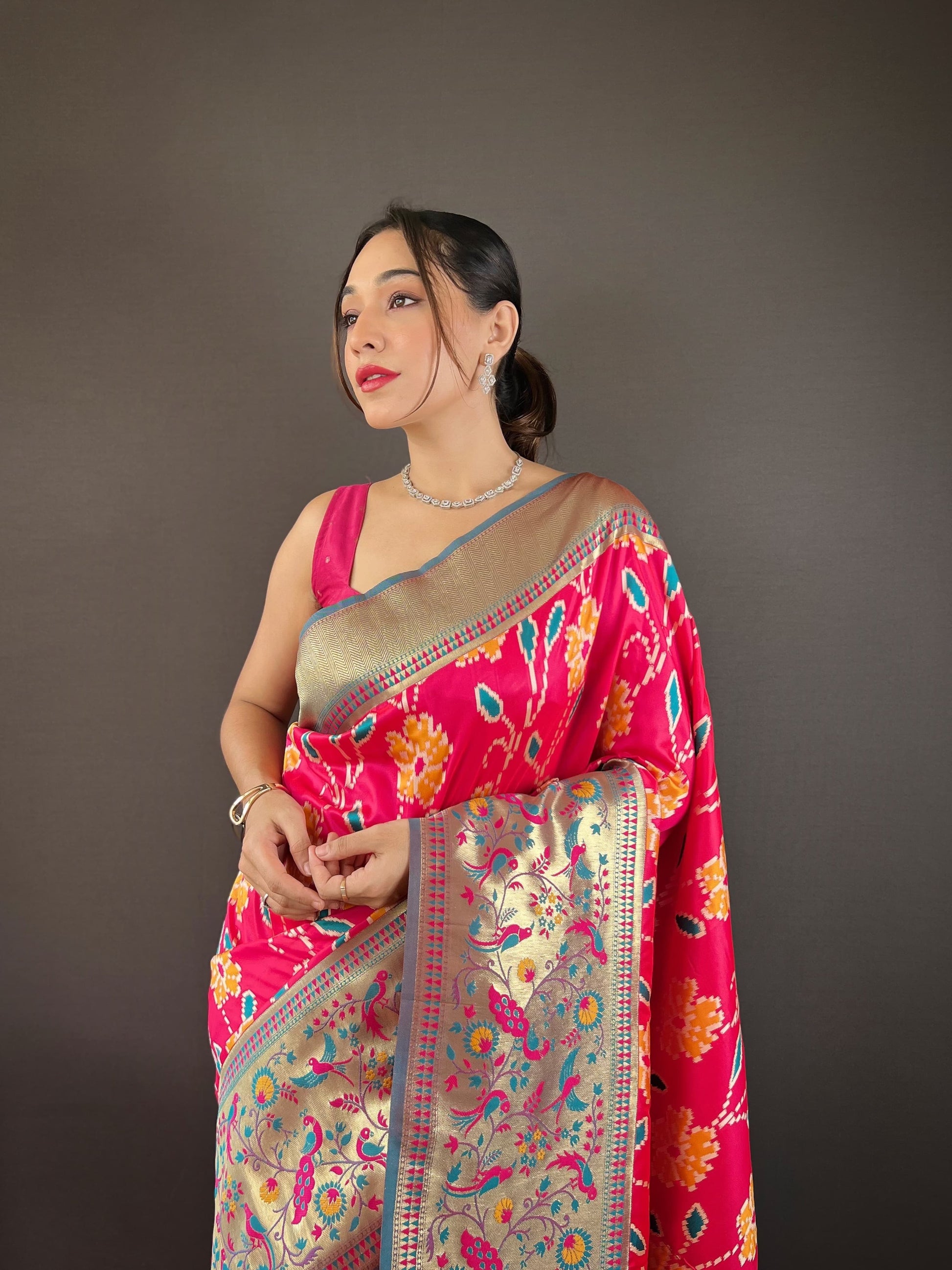 Adorable Silk Patola Weaving Pink Color Saree