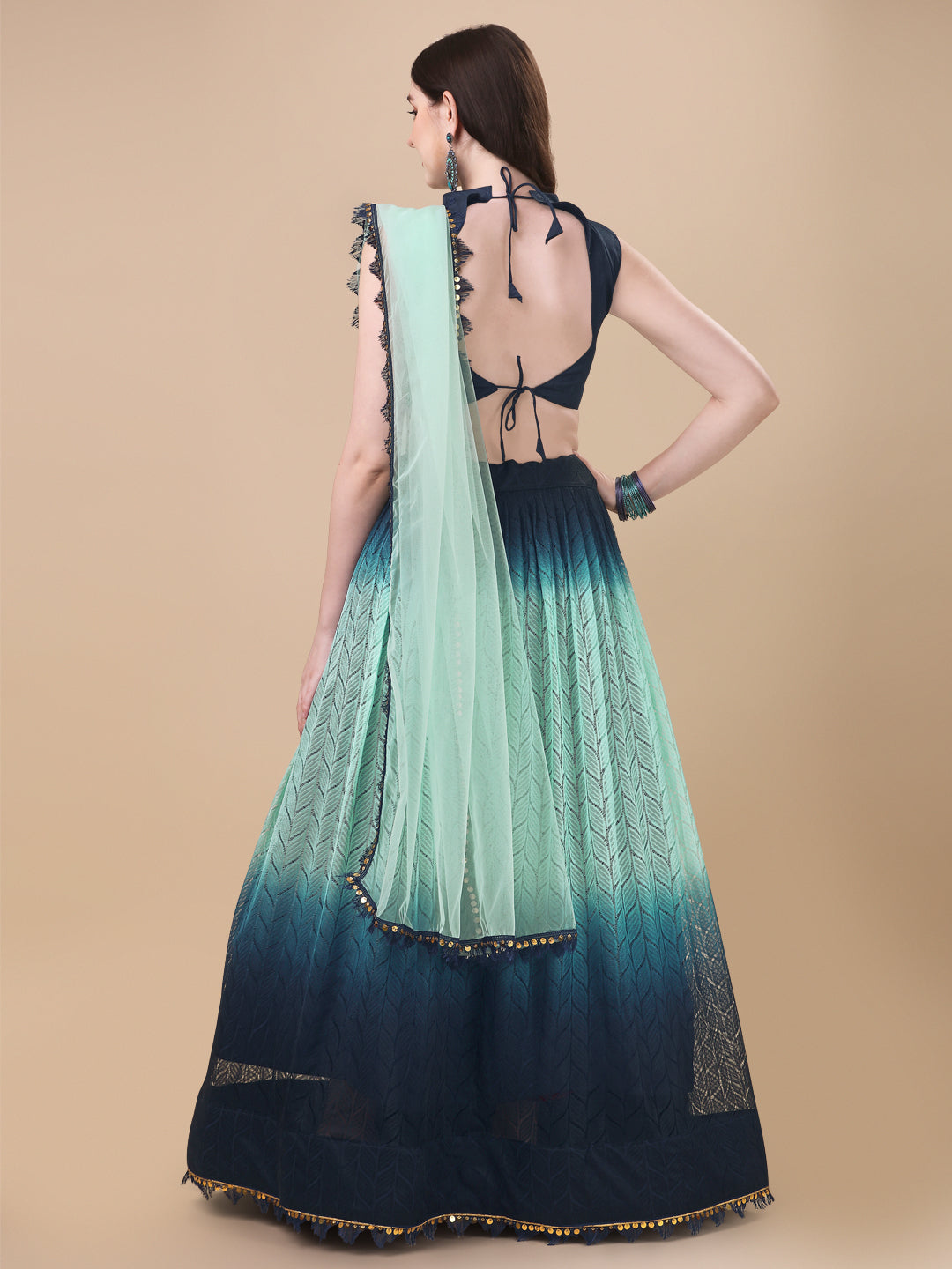 Blue Color Double Tone Rasal Net Lehenga Choli