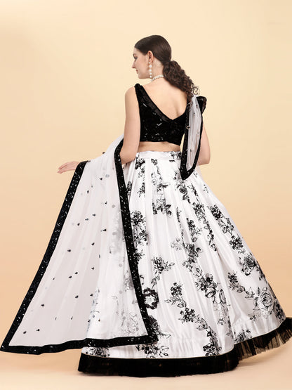 Black And White Printed Gorgeous Lehenga Choli