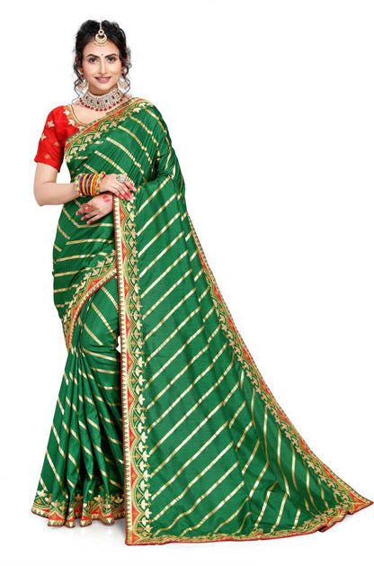 Amazing Green Color Silk Leheriya Saree