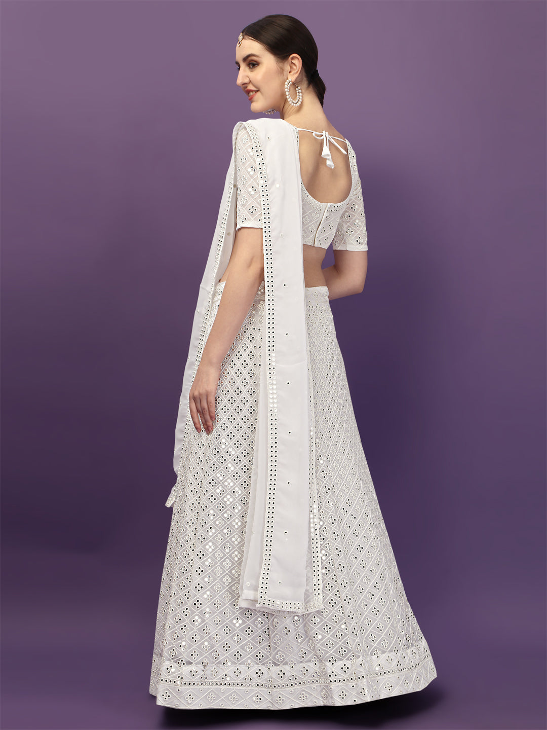 Exclusive White Color Embroidered Work Lehenga Choli