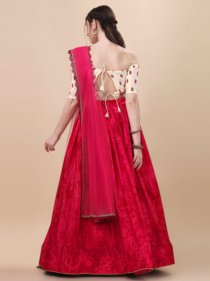 Digital Printed Pink Color Silk Lehenga Choli
