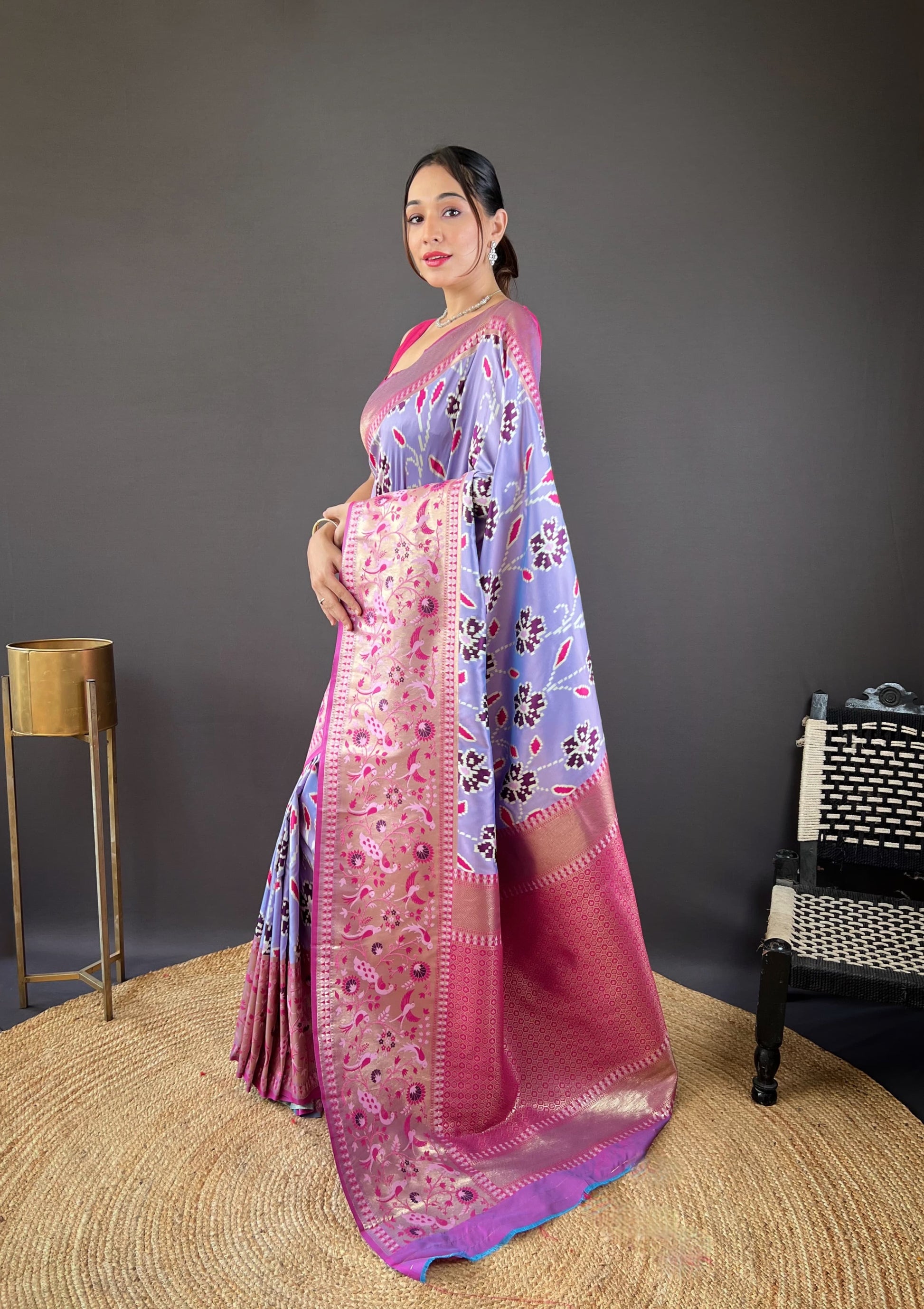 Adorable Silk Patola Weaving Lavender Color Saree