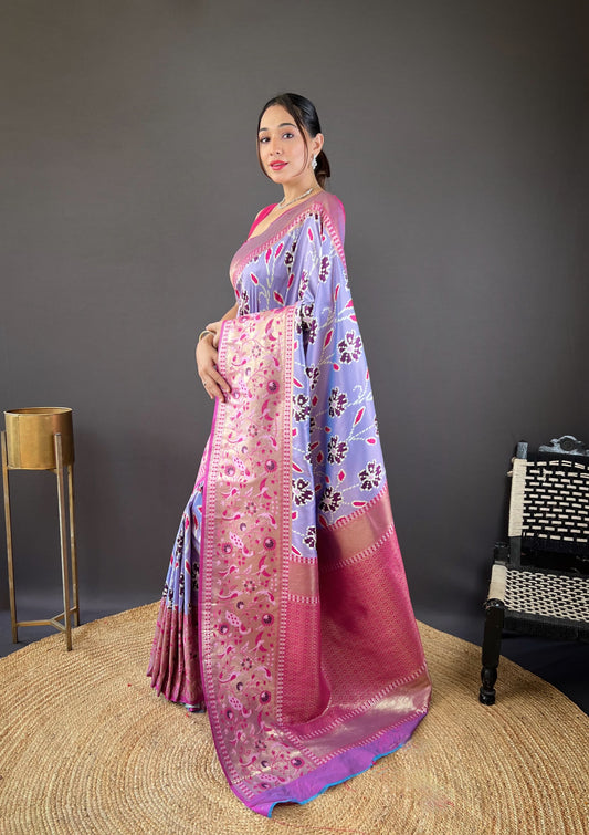 Adorable Silk Patola Weaving Lavender Color Saree