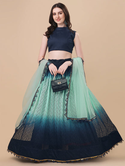 Blue Color Double Tone Rasal Net Lehenga Choli