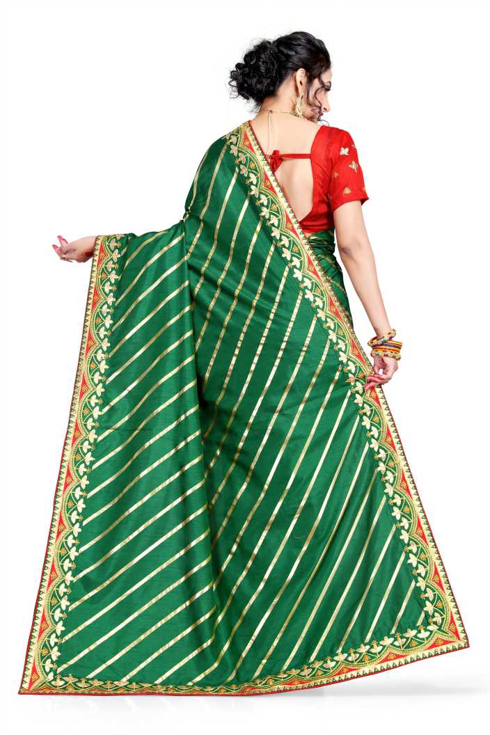 Amazing Green Color Silk Leheriya Saree