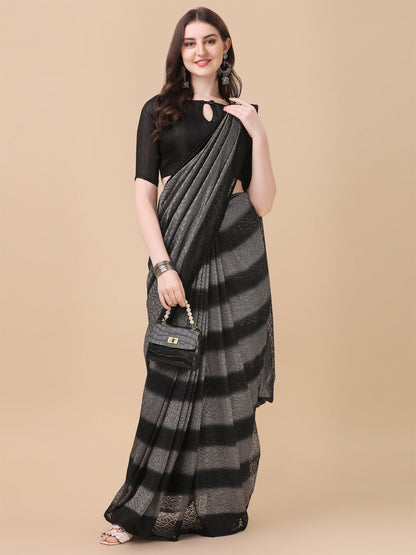 Fancy Black Color Rasal Net Designer Saree