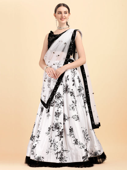 Black And White Printed Gorgeous Lehenga Choli