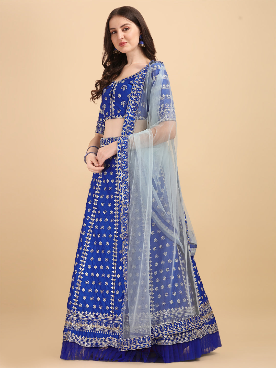 Designer Blue Color Embroidered Work Lehenga Choli