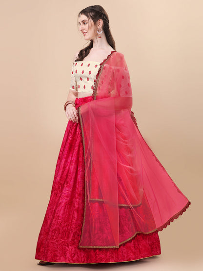 Digital Printed Pink Color Silk Lehenga Choli
