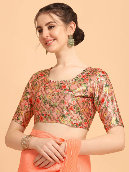 Good Looking Orange Color Pleated Saree