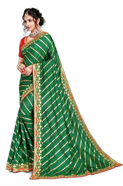 Amazing Green Color Silk Leheriya Saree