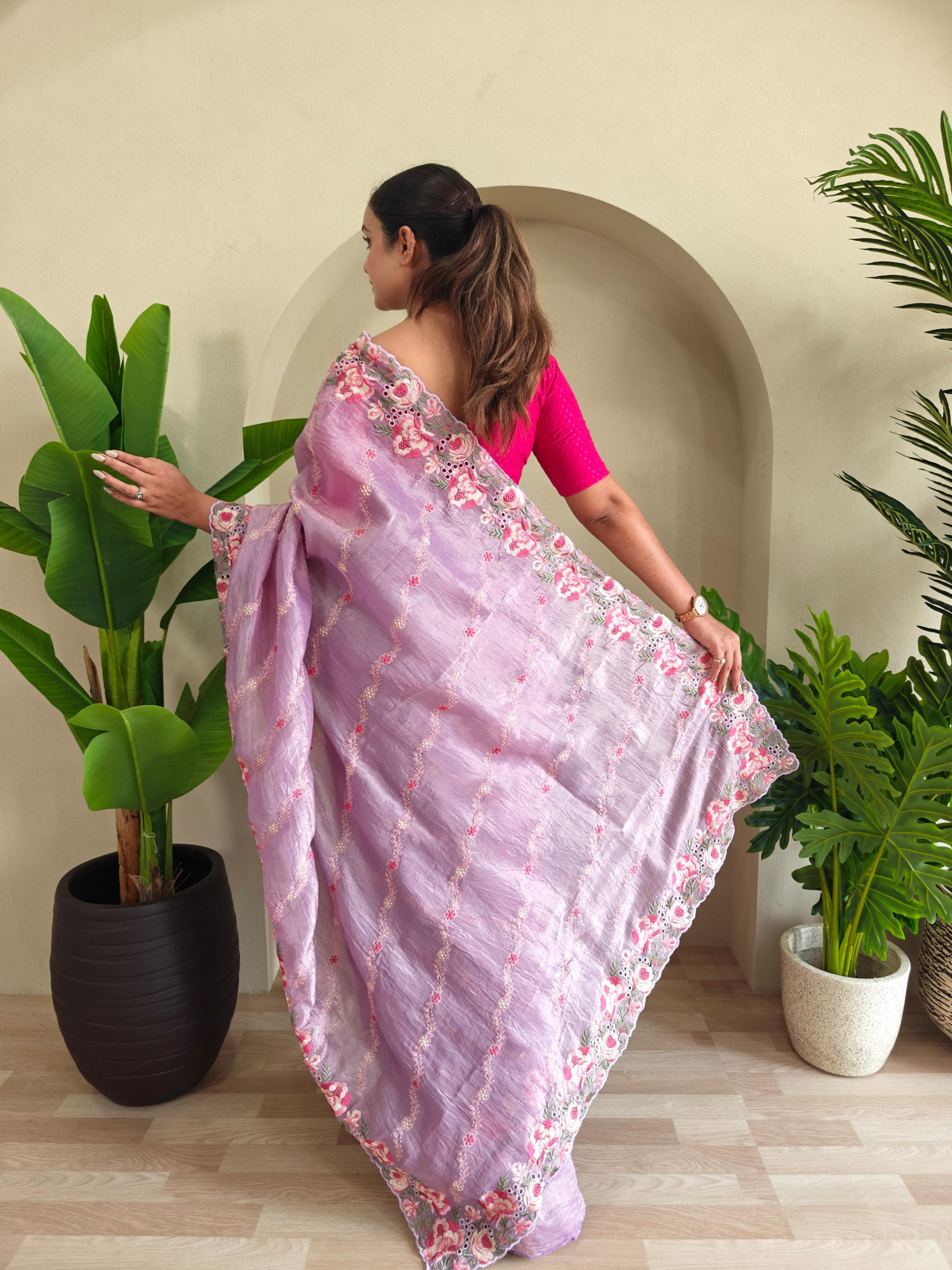 Delightful Crush Silk Lavender Color Saree