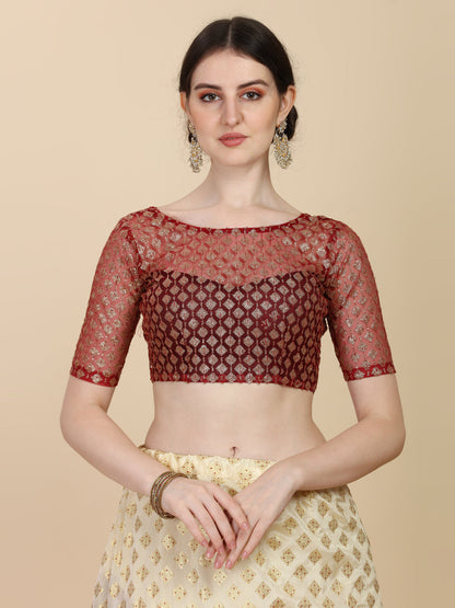 Ruffle Style Beige & Maroon Color Chinon Satin With Net Lehenga Choli